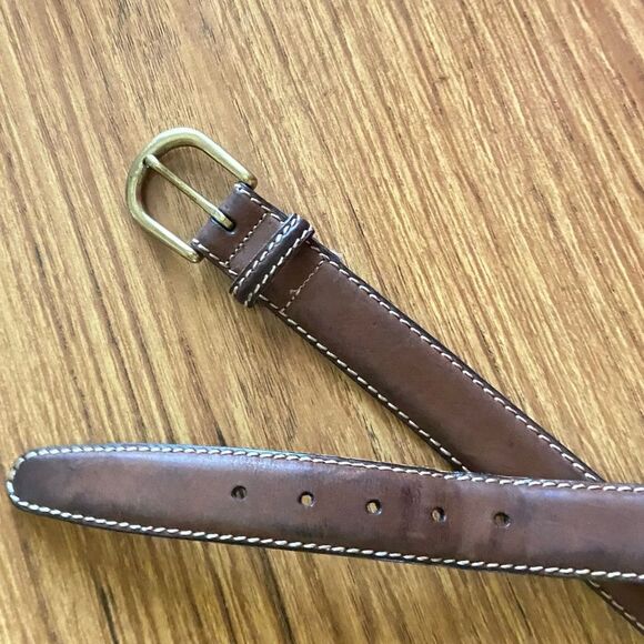 TORINO - Brown Leather Brass Buckle Belt - size 36 - Picture 2 of 11